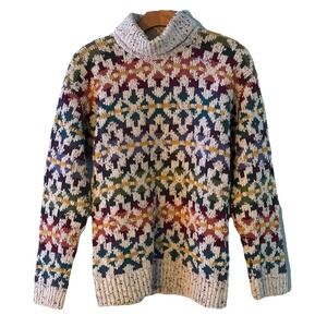 Vintage Boston Traders Cotton Ski Sweater Womens Small Colorful Grandpa 90s